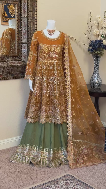 Mustard Frock with Lengha