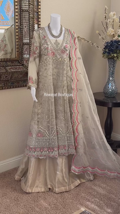 Off-White Angrahka with Lengha