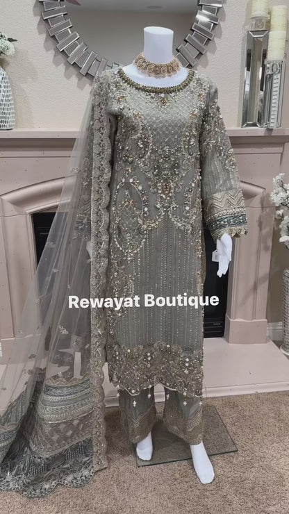 Gray Kameez With Trouser