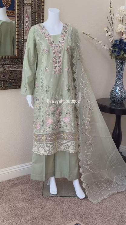 Pastel Green Kameez with Trouser