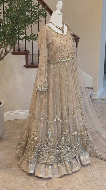 Gold Maxi with Farshi lengha