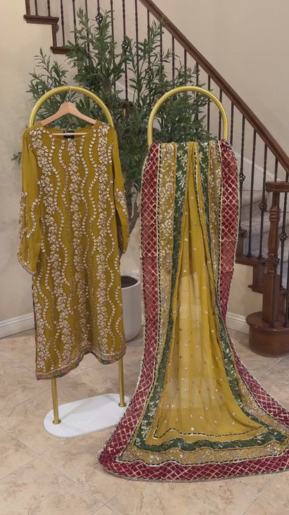 Mustard Plazzo Suit