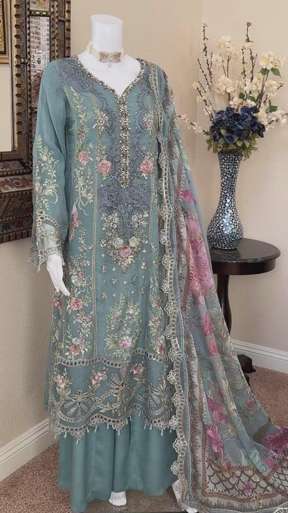 Blue Kameez with Plazzo