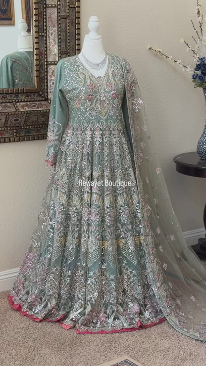 Pastel Teal Maxi Gown